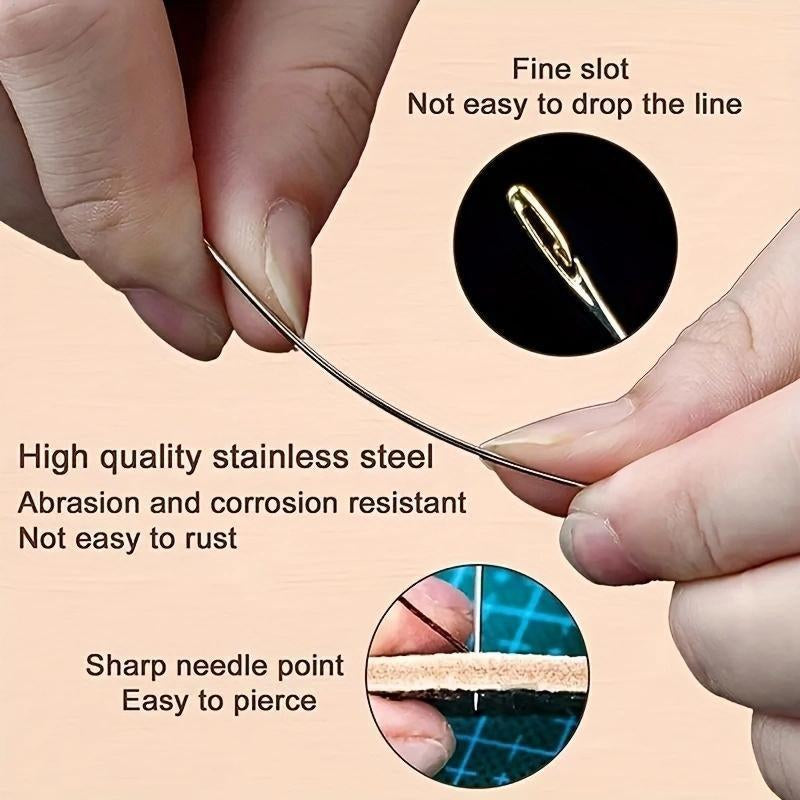 30Pcs/Set Multi-Purpose Household Hand Sewing Needle with Wooden Needle Case, Self-Threading Needle Set, Fabrics & Sewing Supplies