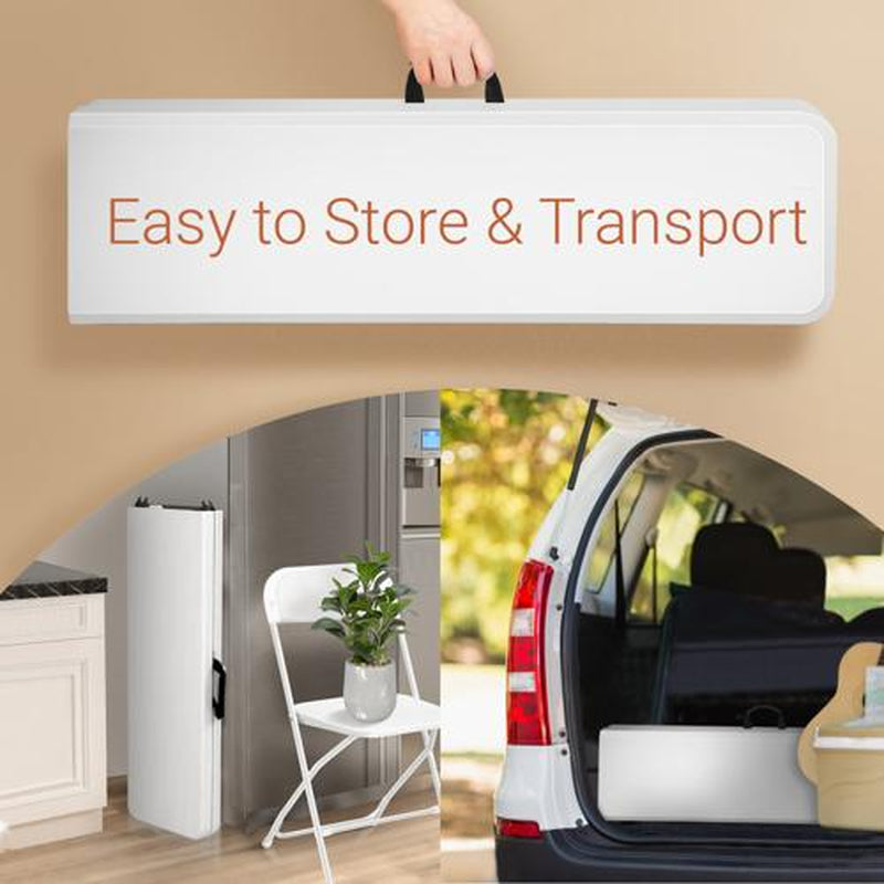 6 Feet Plastic Folding Bench,Portable In/Outdoor Picnic Party Camping Dining Seat, Garden Soccer Multipurpose Entertaining Activities, 1 Pack & 2 Pack