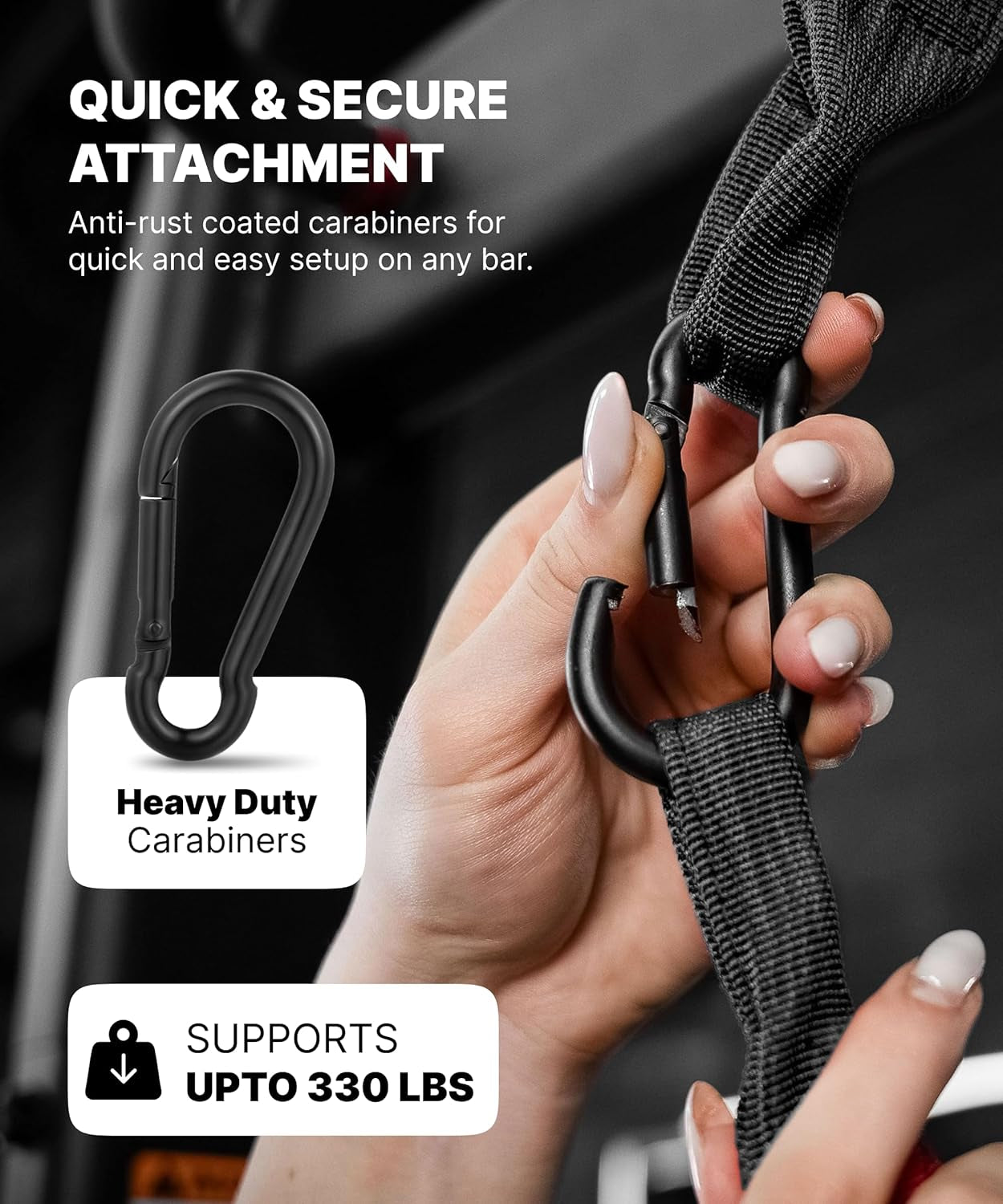 Hanging Ab Straps for Pull up Bar & Core Strength Training - Soft Padded Exercise Straps for Ab Swing & Leg Raises, Hang Bar Strap with 2 Steel Carabiners - Abs Equipment for Home & Gym