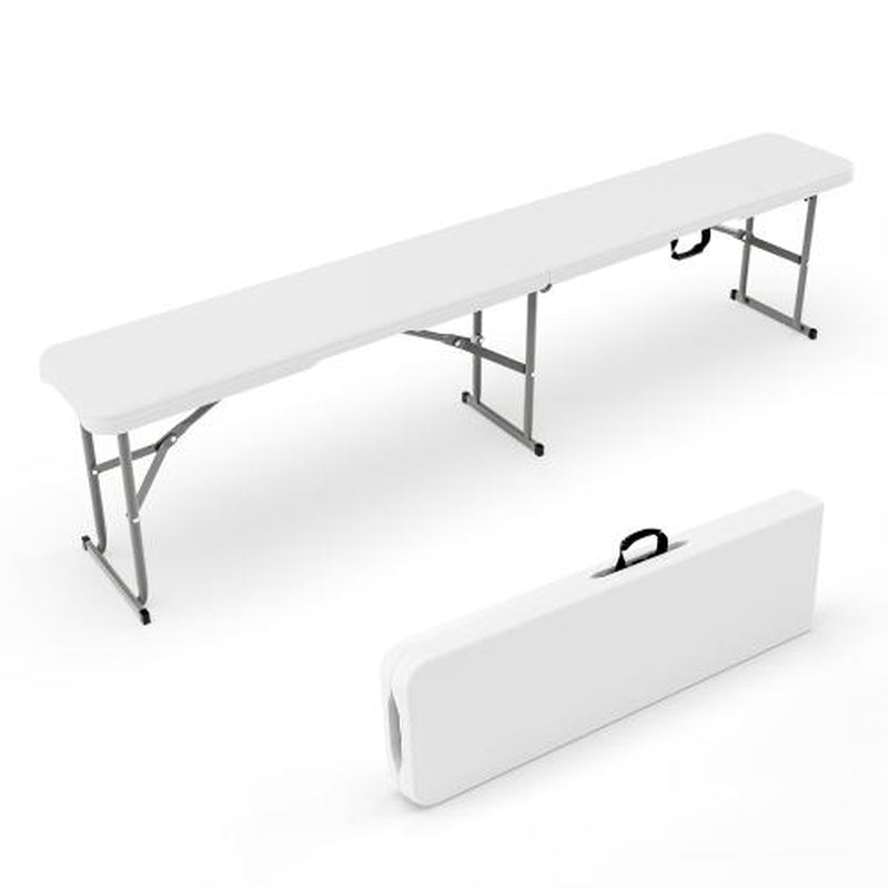 6 Feet Plastic Folding Bench,Portable In/Outdoor Picnic Party Camping Dining Seat, Garden Soccer Multipurpose Entertaining Activities, 1 Pack & 2 Pack