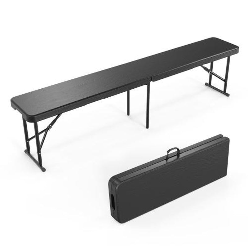 6 Feet Plastic Folding Bench,Portable In/Outdoor Picnic Party Camping Dining Seat, Garden Soccer Multipurpose Entertaining Activities, 1 Pack & 2 Pack